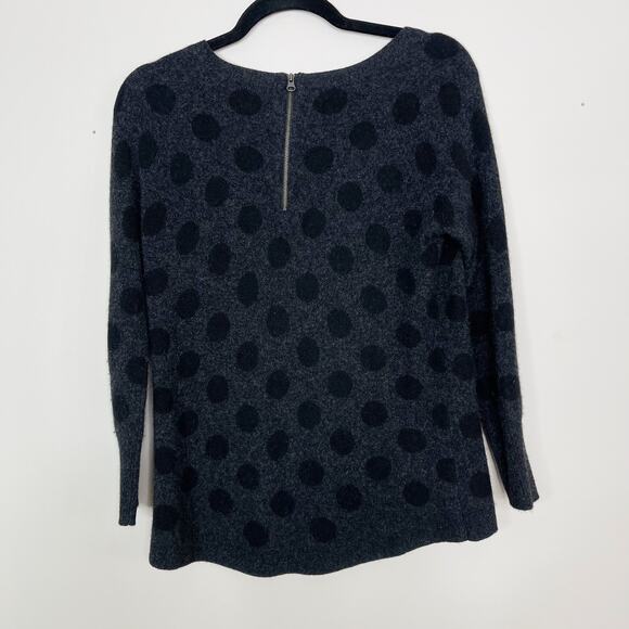 Halogen XSmall XS Heather Gray Black Cashmere Polka Dot Sweater Zip Back Detail - Picture 2 of 6